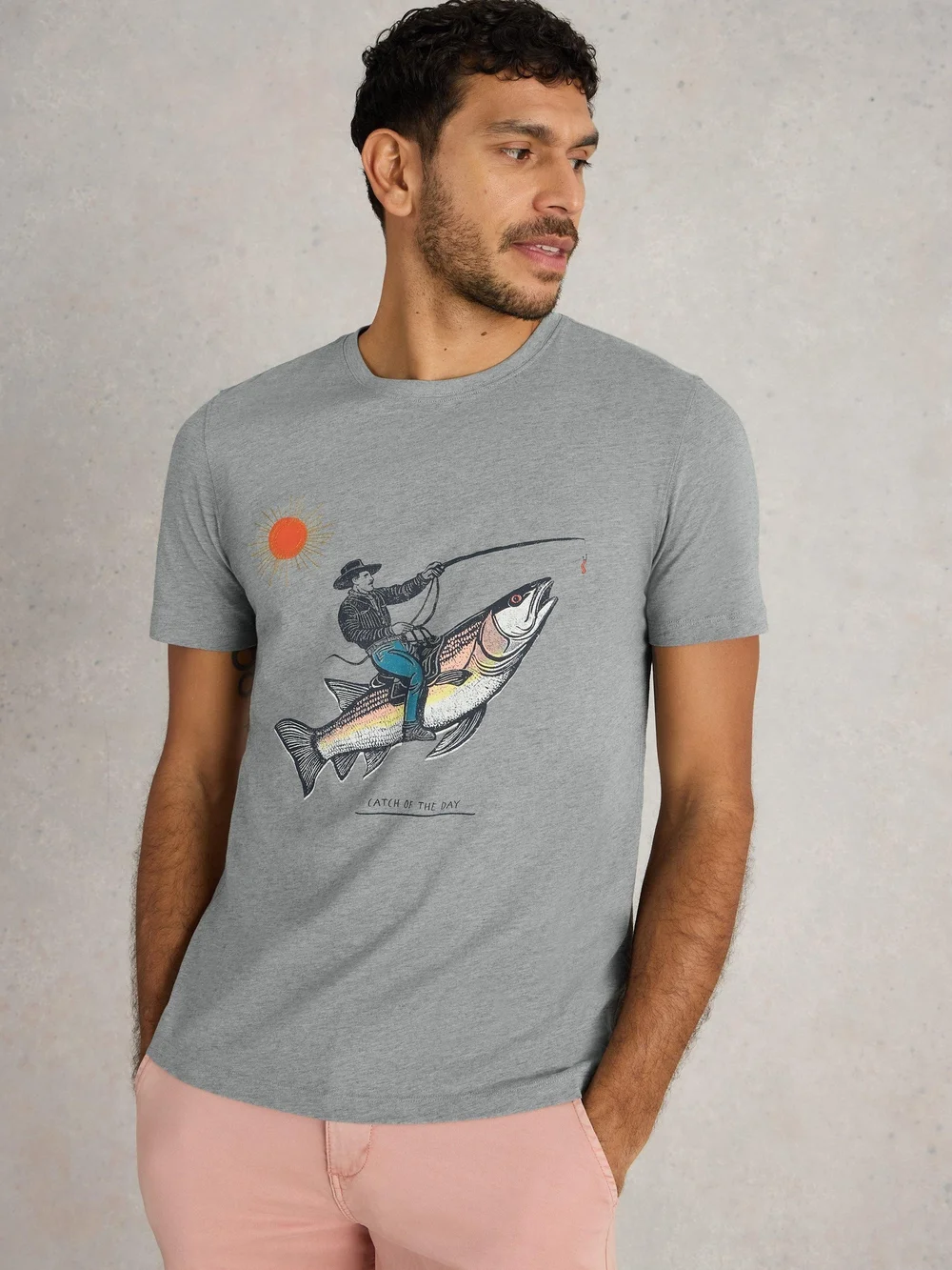T-Shirt Abersoch mit Fisch-Motiv - Denim Pr - XXXL Bild 1