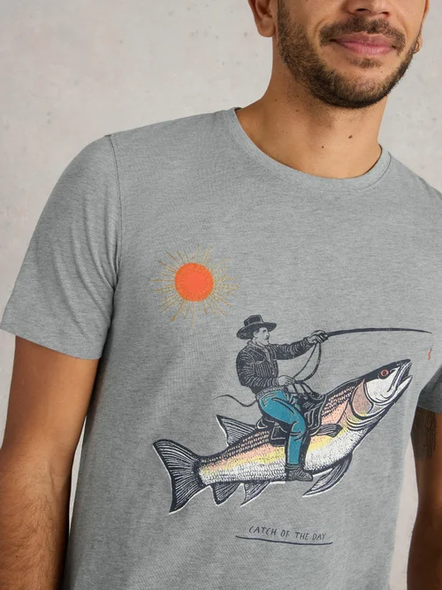 T-Shirt Abersoch mit Fisch-Motiv - Denim Pr - XS Bild 3