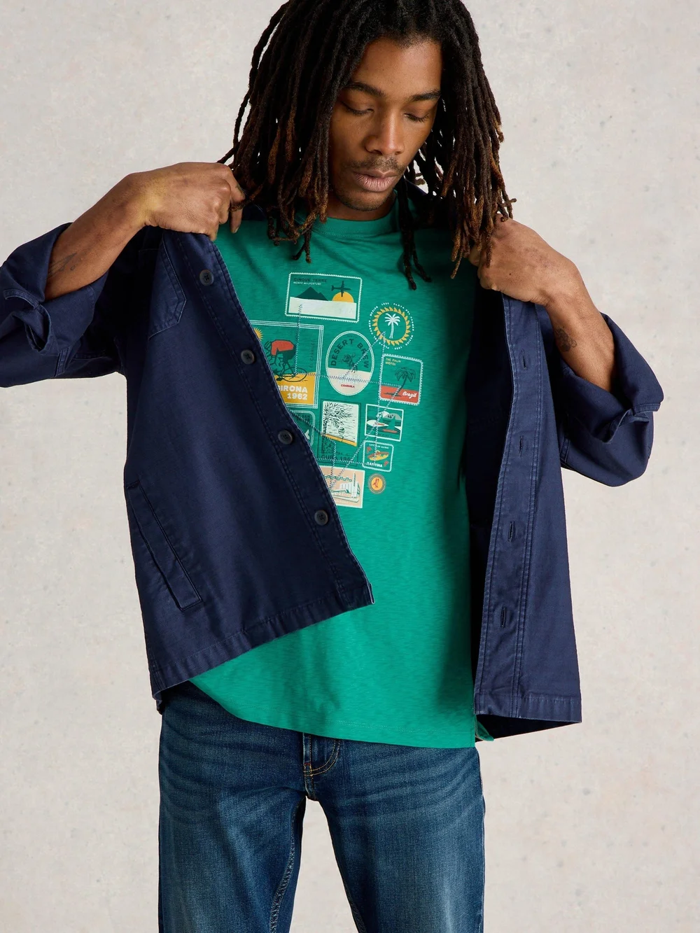 T-Shirt Abersoch mit Reisegrafiken - Teal Pr - XL Bild 1