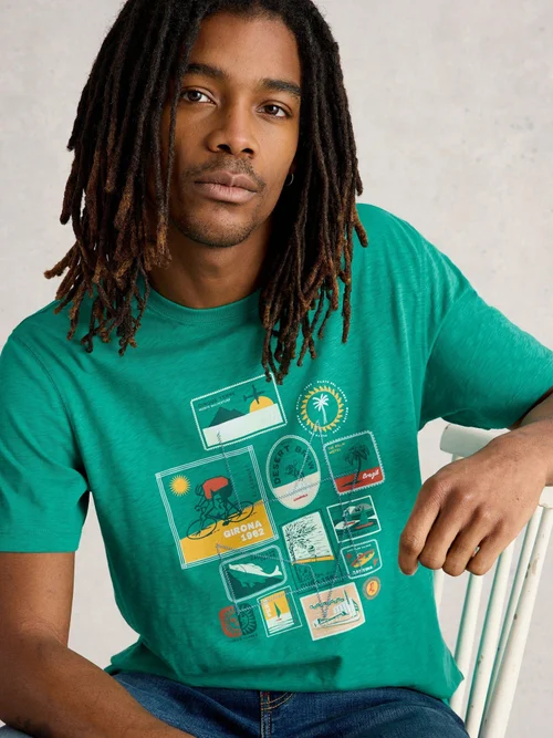 T-Shirt Abersoch mit Reisegrafiken - Teal Pr - XL Bild 3
