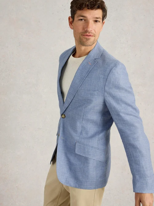 Sakko aus Leinen - Mid Blue - 46 Bild 1
