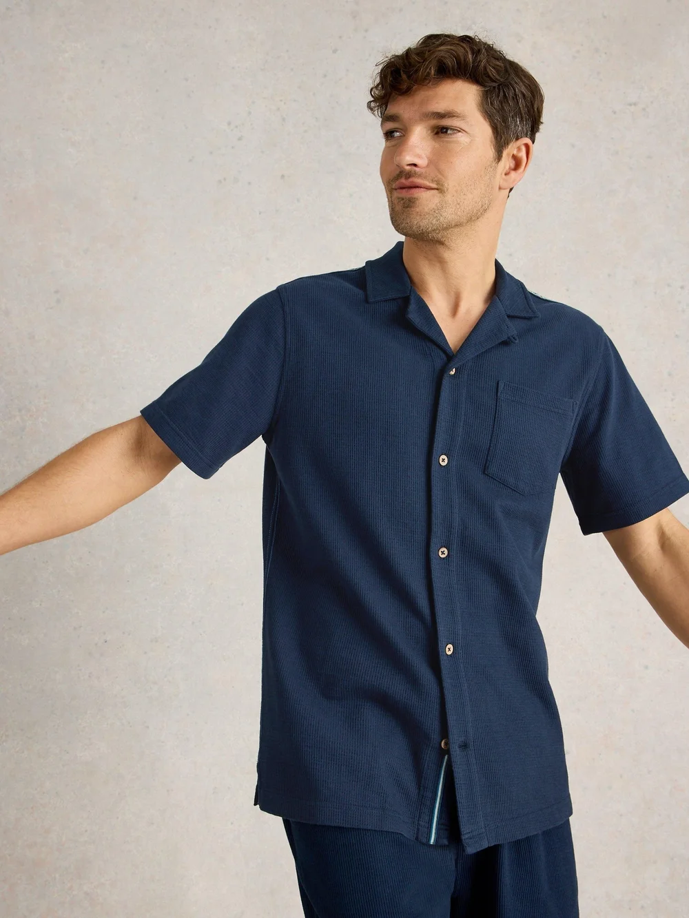Geripptes Jerseyhemd - Dark Navy - XL Bild 1
