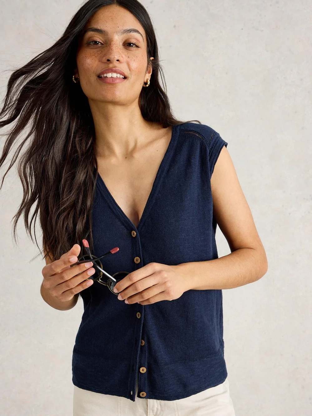 Weste Nova aus Leinenmischung - Dark Navy - 50 Bild 1