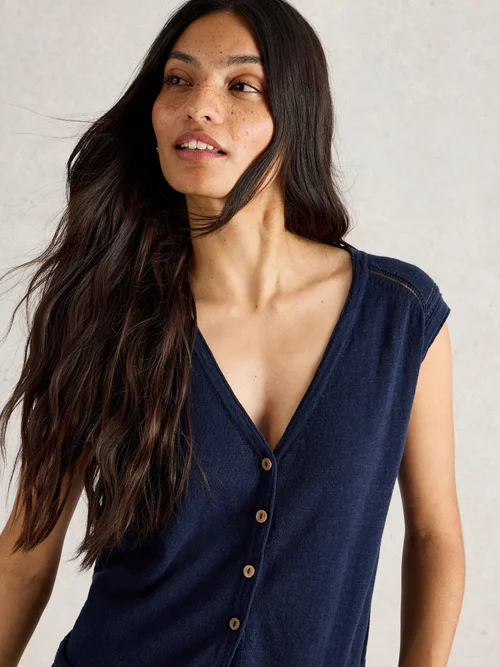 Weste Nova aus Leinenmischung - Dark Navy - 50 Bild 3