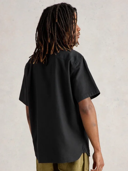 Kurzarmhemd Ely aus Leinen & Bio-Baumwolle - Pure Blk - XXXL Bild 4