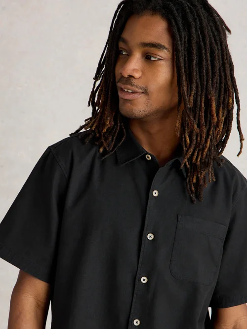 Kurzarmhemd Ely aus Leinen & Bio-Baumwolle - Pure Blk - XXXL Bild 3