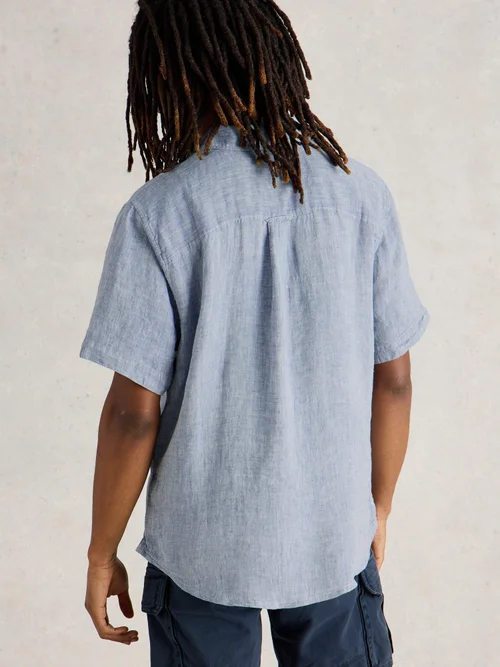Leinenhemd Keswick Kurzarm - Chamb Blue - XXL Bild 4