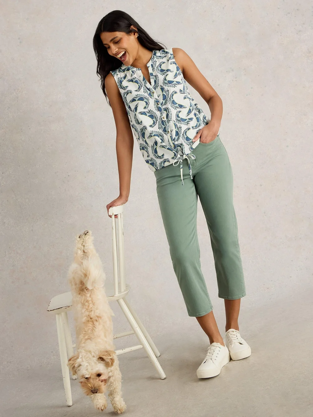 Ärmellose Bluse Tulip - Ivory Pr - 50 Bild 1