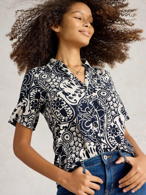 Kurzarmbluse Annie - Navy Pr - 52 Bild 1