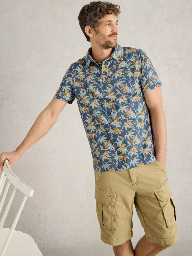 Polohemd mit Bambusprint