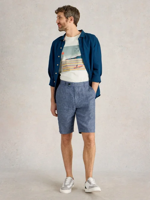 Chinoshorts aus Leinen - Mid Blue - 40/R Bild 2