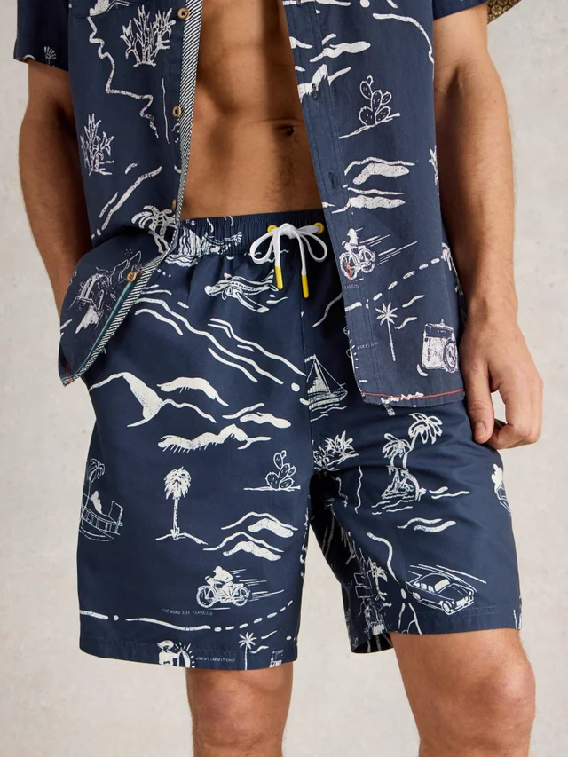 Schwimmshorts mit Inselmotiven