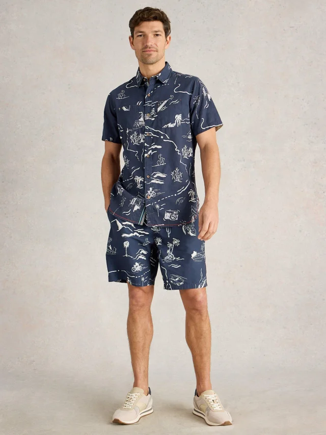Schwimmshorts mit Inselmotiven