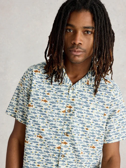 Hemd Hayle mit Fischprint - White Pr - XL Bild 3