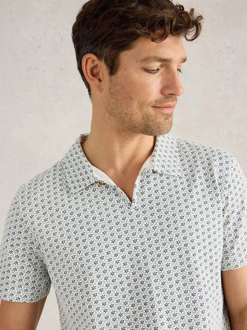 Polohemd mit Geo-Print - Blue Pr - XXXL Bild 3