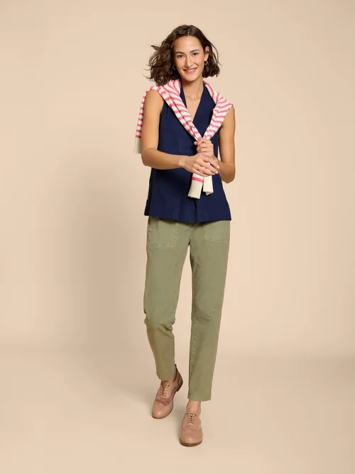 Celia Ärmellose Bluse aus Materialmix - Fr Navy - 52 Bild 2