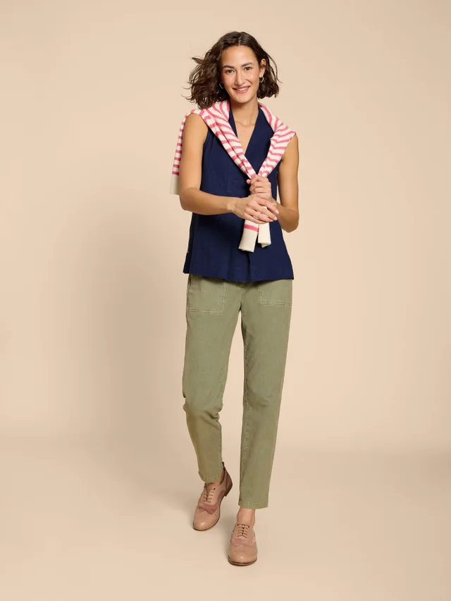 Celia Ärmellose Bluse aus Materialmix