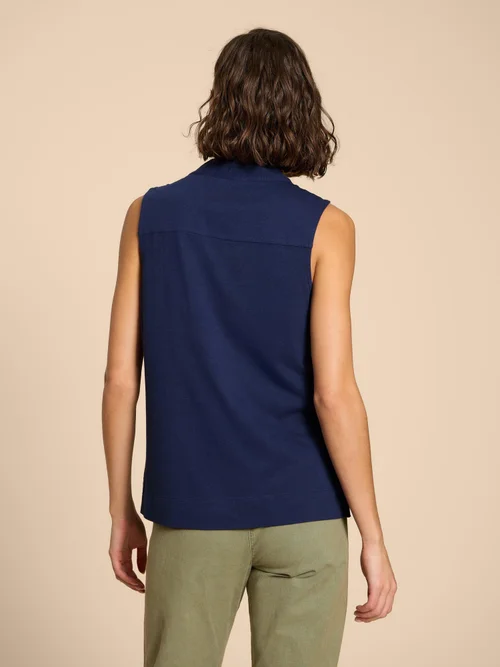 Celia Ärmellose Bluse aus Materialmix - Fr Navy - 34 Bild 4