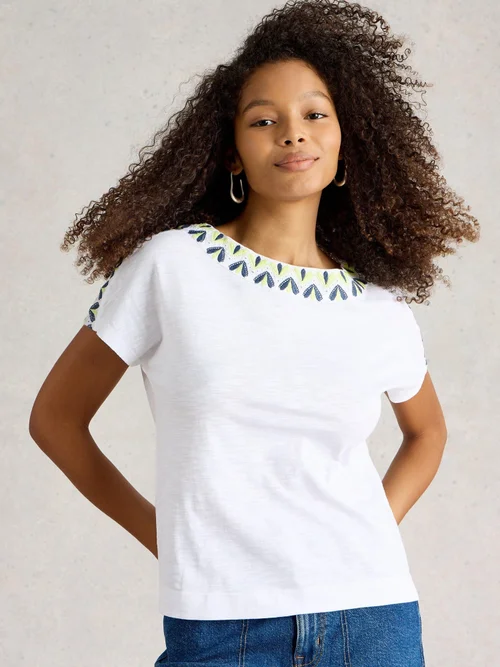 Top Neva mit Stickbordüre - White Mlt - 52 Bild 3