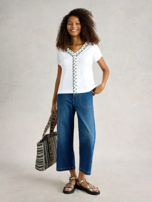 Top Neva mit Stickbordüre - White Mlt - 52 Bild 2