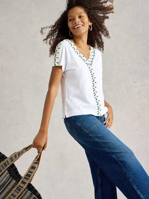 Top Neva mit Stickbordüre - White Mlt - 52 Bild 1