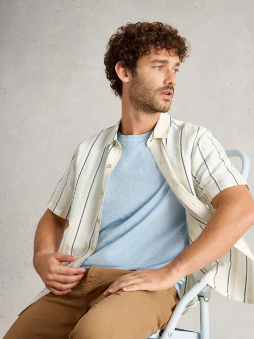 Gestreiftes Leinenhemd Keswick - Nat Mlt - XXXL Bild 1