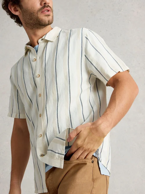 Gestreiftes Leinenhemd Keswick - Nat Mlt - XXXL Bild 3