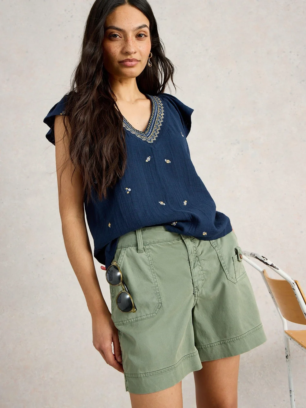Besticktes Top Lucia - Navy Multi - 52 Bild 1