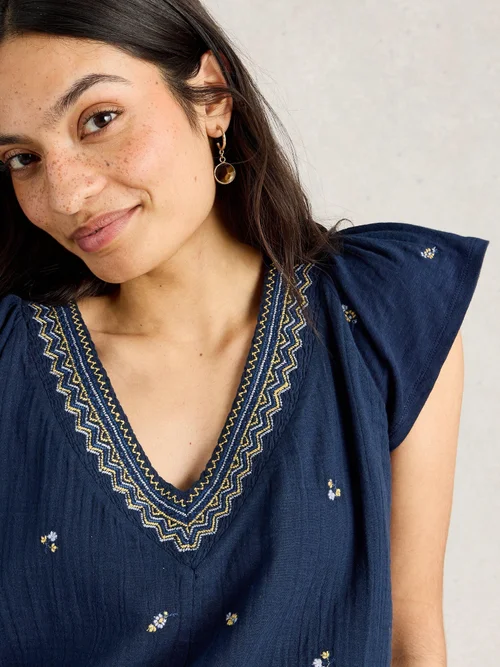 Besticktes Top Lucia - Navy Multi - 52 Bild 3