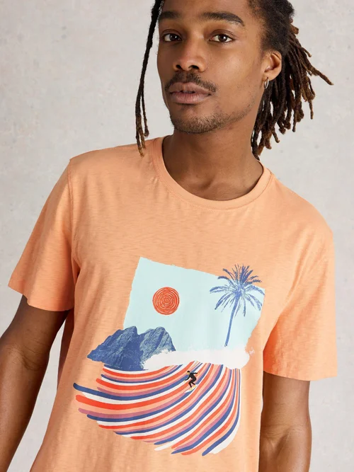 T-Shirt Abersoch mit Wellengrafik - Pink Pr - XL Bild 3