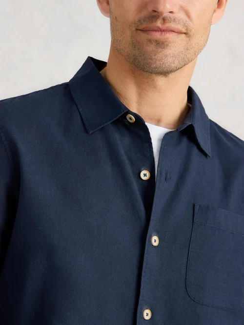 Langarmhemd Ely aus Leinen & Bio-Baumwolle - Dark Navy - XXXL Bild 3