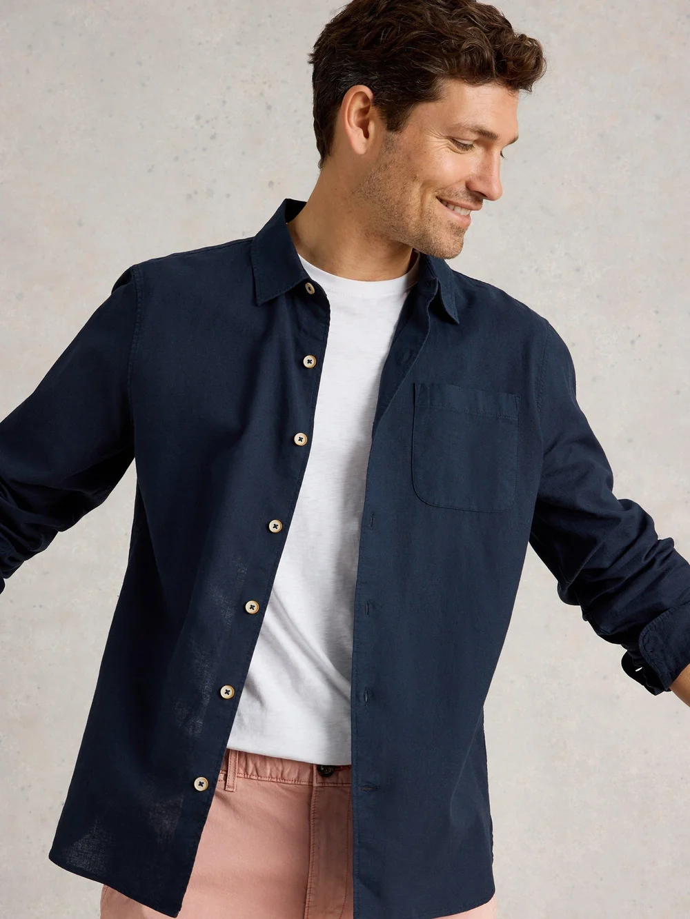 Langarmhemd Ely aus Leinen & Bio-Baumwolle - Dark Navy - XXXL Bild 1