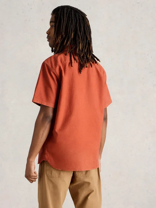 Kurzarmhemd Ely aus Leinen & Bio-Baumwolle - Dk Orange - XXL Bild 4