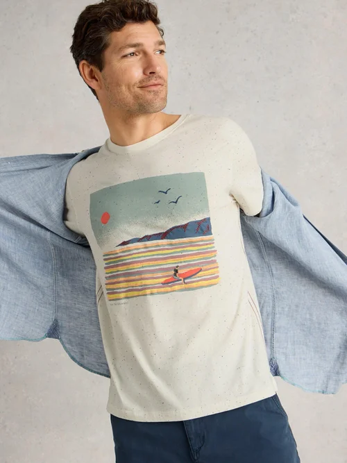 T-Shirt Abersoch mit Surfergrafik - Nat Pr - XXL Bild 1