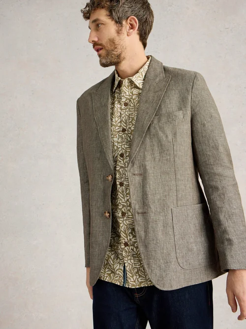 Leinensakko mit Spitzkragen - Khaki Grn - 46 Bild 1