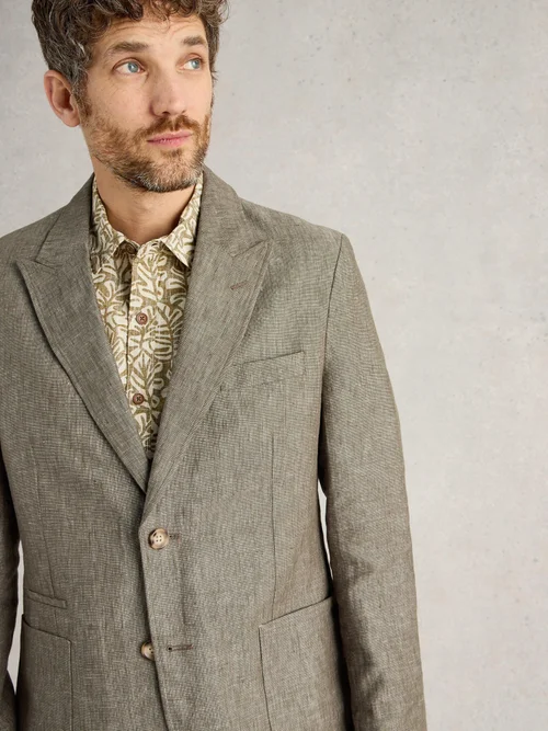 Leinensakko mit Spitzkragen - Khaki Grn - 46 Bild 3