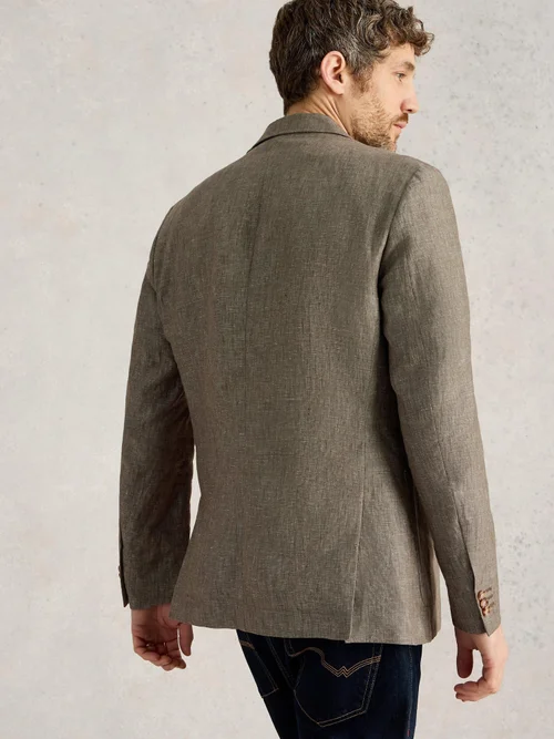 Leinensakko mit Spitzkragen - Khaki Grn - 46 Bild 4