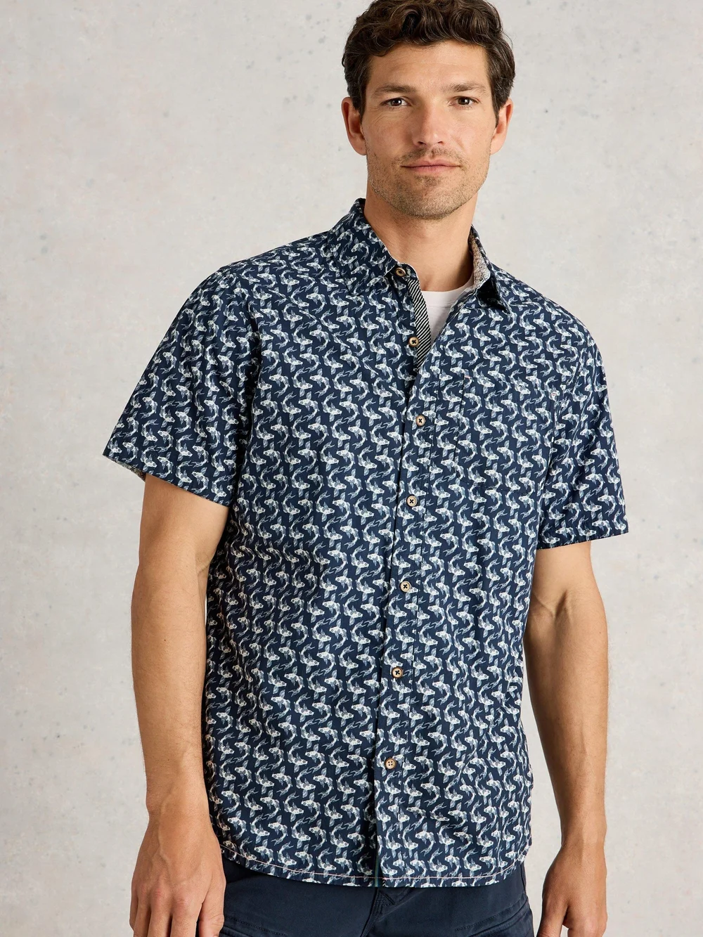 Hemd Finsbury mit Koi Karpfen Print - Navy Pr - XXL Bild 1