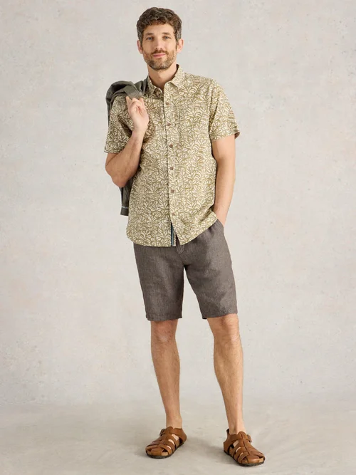 Chinoshorts aus Leinen - Khaki Grn - 38/R Bild 2