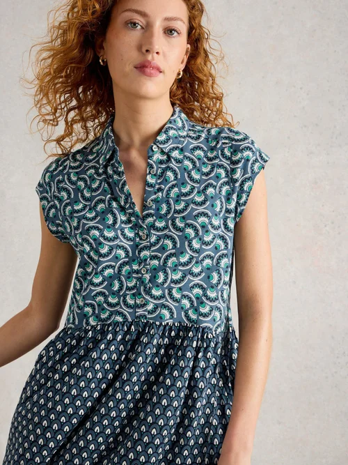Hemdblusenkleid Everly aus Jersey - Navy Multi - 52/R Bild 3