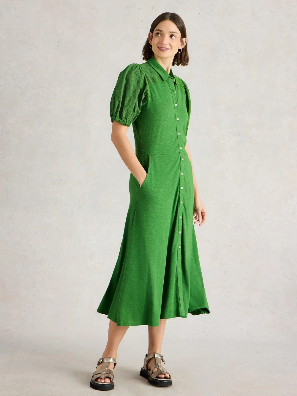 Besticktes Kleid Rua - Mid Green - 48/R Bild 1