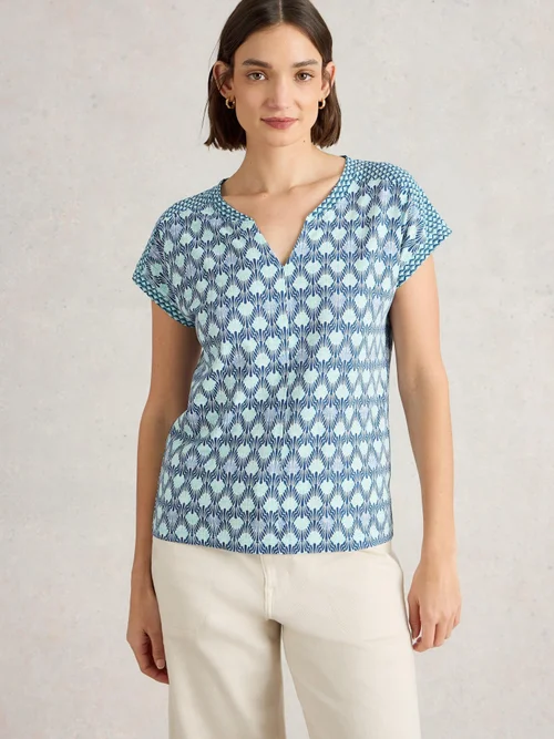 T-Shirt Nelly mit Keilausschnitt - Navy Multi - 50 Bild 3