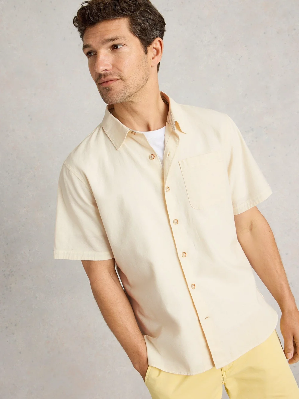 Kurzarmhemd Ely aus Leinen & Bio-Baumwolle - Nat White - XXXL Bild 1