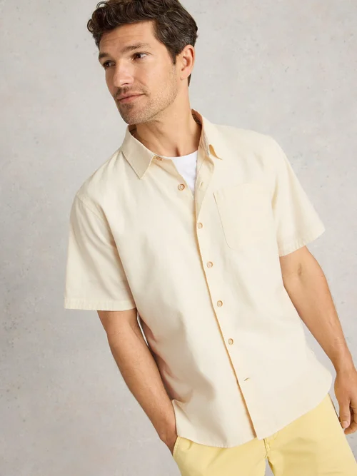 Kurzarmhemd Ely aus Leinen & Bio-Baumwolle - Nat White - XXXL Bild 1