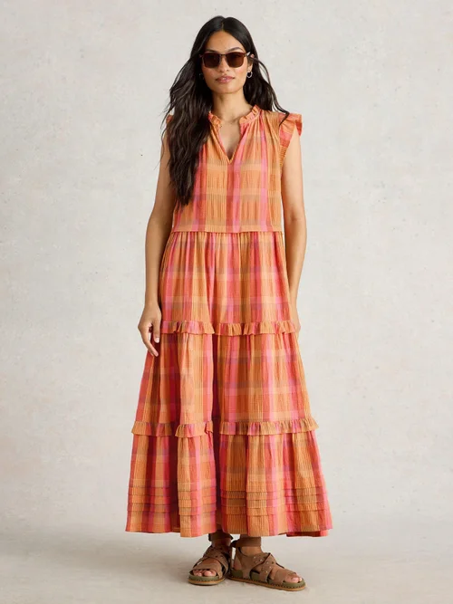 Kariertes Maxikleid Rosie - Pink Mlt - 46/R Bild 2