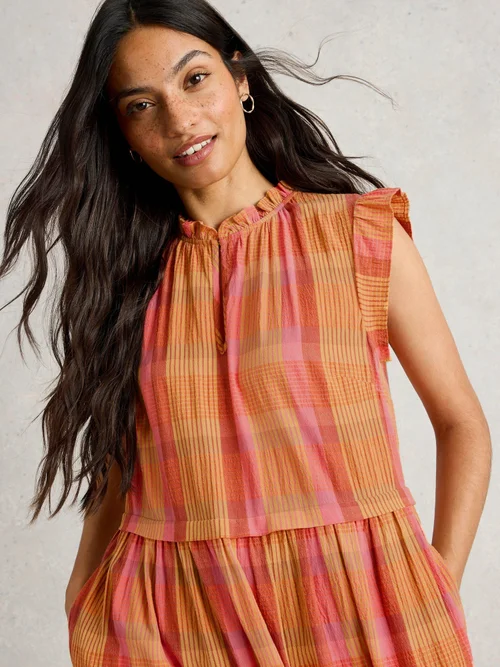 Kariertes Maxikleid Rosie - Pink Mlt - 46/R Bild 3