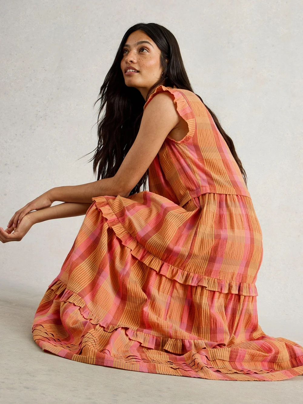 Kariertes Maxikleid Rosie - Pink Mlt - 46/R Bild 1