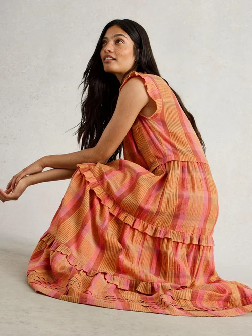 Kariertes Maxikleid Rosie - Pink Mlt - 46/R Bild 1