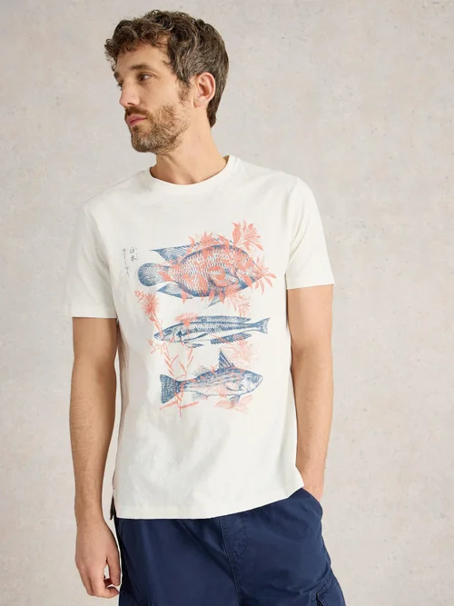 T-Shirt Abersoch mit Fisch-Motiv - White Pr - S Bild 3