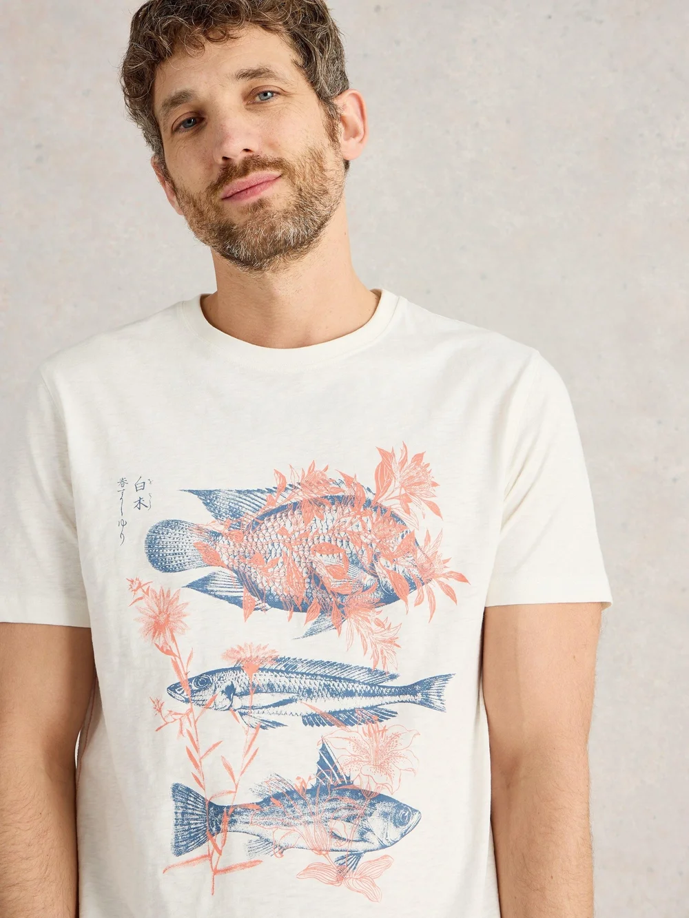 T-Shirt Abersoch mit Fisch-Motiv - White Pr - S Bild 1